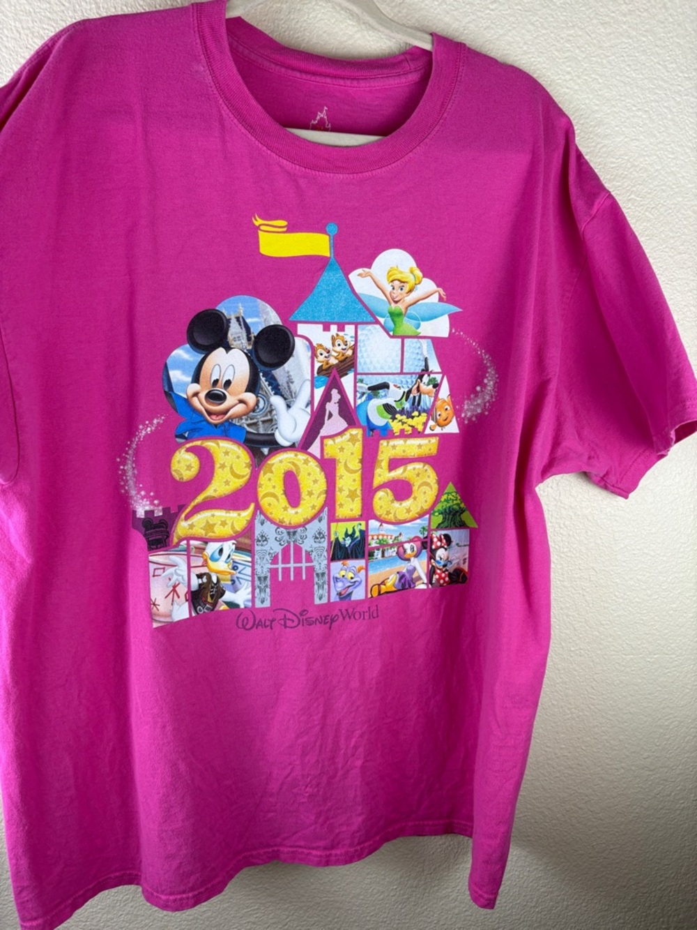Hanes PINK Disneyland Resort T-Shirt 2015 Large Graphic Size XL